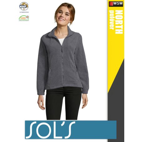 Sol's NORTH GREYMELANGE zippzáros polár női pulóver - 300 g/m2