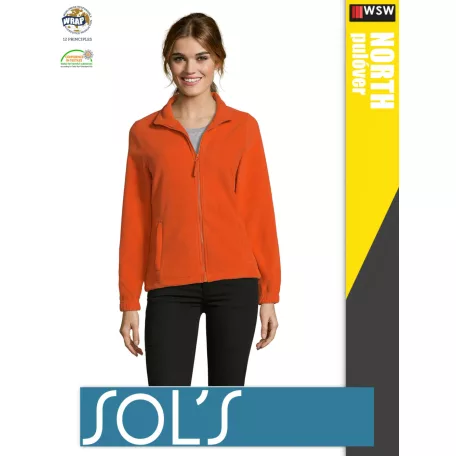 Sol's NORTH ORANGE zippzáros polár női pulóver - 300 g/m2
