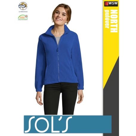 Sol's NORTH ROYALBLUE zippzáros polár női pulóver - 300 g/m2