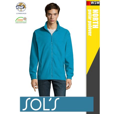 Sol's NORTH AQUA zippzáros polár férfi pulóver - 300 g/m2