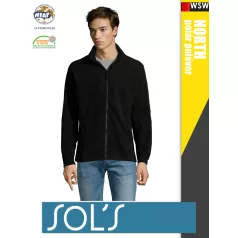   Sol's NORTH BLACK zippzáros polár férfi pulóver - 300 g/m2