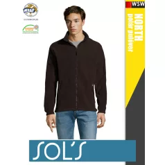   Sol's NORTH DARKCHOCOLATE zippzáros polár férfi pulóver - 300 g/m2