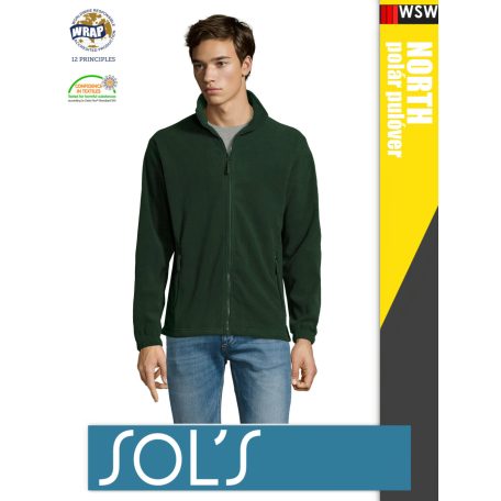 Sol's NORTH FITGREEN zippzáros polár férfi pulóver - 300 g/m2