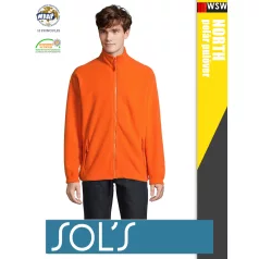   Sol's NORTH ORANGE zippzáros polár férfi pulóver - 300 g/m2