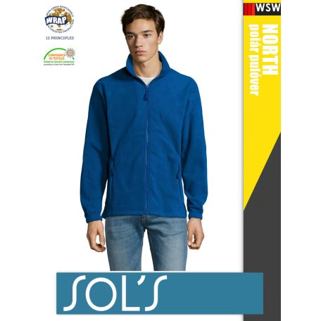 Sol's NORTH ROYALBLUE zippzáros polár férfi pulóver - 300 g/m2