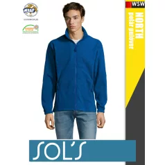   Sol's NORTH ROYALBLUE zippzáros polár férfi pulóver - 300 g/m2