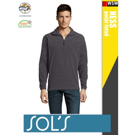 Sol's NESS CHARCOALGREY zippzáros polár férfi pulóver - 300 g/m2