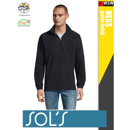 Sol's NESS NAVY zippzáros polár férfi pulóver - 300 g/m2