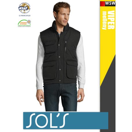 Sol's VIPER BLACK technikai bélelt könnyített férfi mellény - 220 g/m2