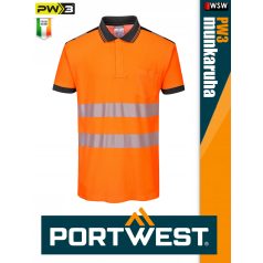   Portwest PW3 ORANGEBLACK jólláthatósági galléros munkapóló - munkaruha