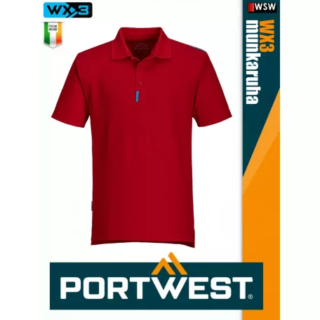 Portwest WX3 RED prémium galléros póló - munkaruha