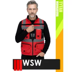   WSW RED 3M TYTAN szellőző sokzsebes softshell technikai mellény - munkaruha
