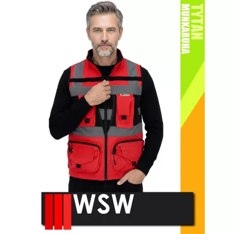 WSW RED 3M TYTAN szellőző sokzsebes softshell technikai mellény - munkaruha