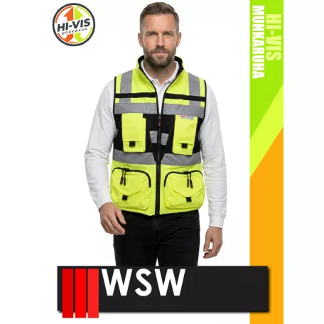 WSW YELLOW 3M TYTAN szellőző sokzsebes softshell technikai mellény - munkaruha