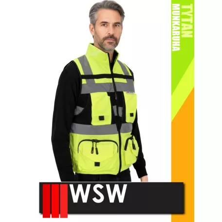 WSW YELLOW 3M TYTAN szellőző sokzsebes softshell technikai mellény - munkaruha