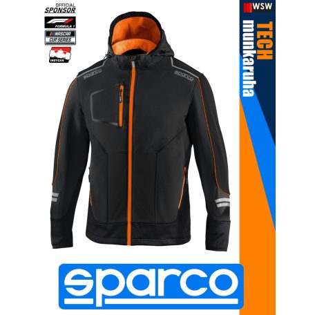 Sparco TECH BLACKORANGE YORK prémium rugalmas softshell kabát - munkaruha