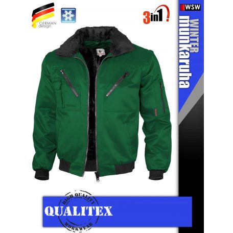 Qualitex PILOT GREEN 3in1 prémium bomber téli kabát - munkaruha