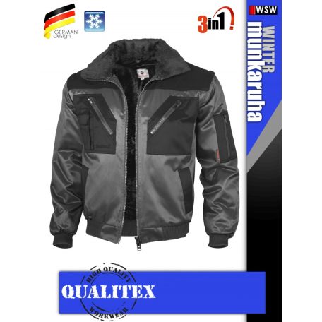 Qualitex PILOT GREYBLACK 3in1 prémium bomber téli kabát - munkaruha