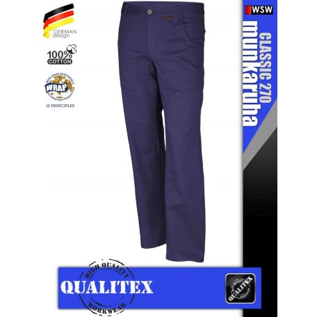 Qualitex CLASSIC 270 NAVY pamut deréknadrág - munkaruha