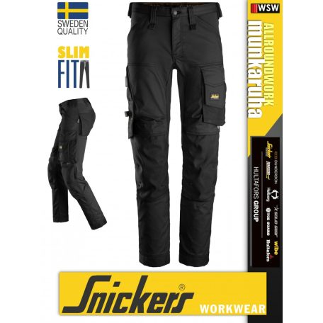 Snickers ALLROUNDWORK BLACK strech slim fit prémium deréknadrág - munkaruha