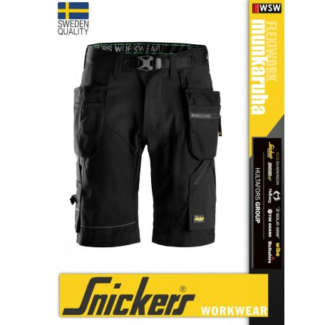 Snickers FLEXIWORK BLACK technikai stretch lengőzsebes rövidnadrág - munkaruha