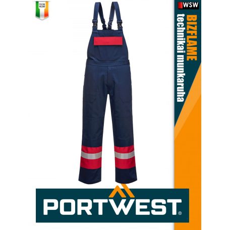 Portwest BIZFLAME PLUS NAVYRED technikai multinorm kantárosnadrág - munkaruha