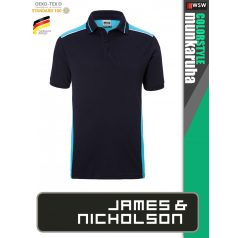   James & Nicholson COLORSTYLE NAVY technikai kétszínű galléros póló - munkaruha