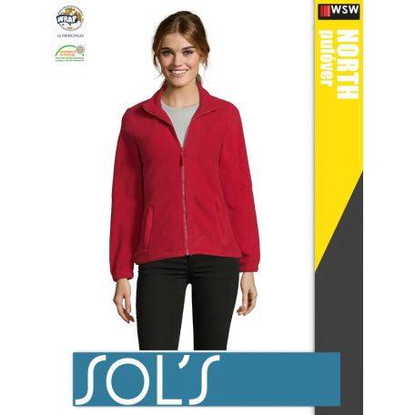 Sol's NORTH RED zippzáros polár női pulóver - 300 g/m2