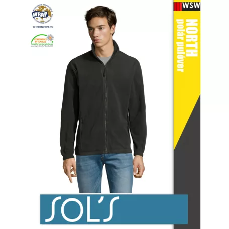 Sol's NORTH CHARCOALGREY zippzáros polár férfi pulóver - 300 g/m2