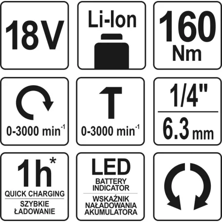 Yato akkumulátoros ütvecsavarozó 18V - 160 Nm - elektromos kisgép