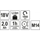 Yato akkumulátoros sarokcsiszoló M14 - 2x18V - elektromos kisgép