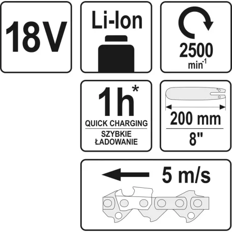 Yato akkumulátoros ágvágó 18V - 200-280 cm (csak gép) - elektromos kisgép