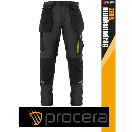 Procera ZEUS GRAY 2in1 rip-stop hasadásmentes levehető szárú rövid és slimfit deréknadrág - munkaruha